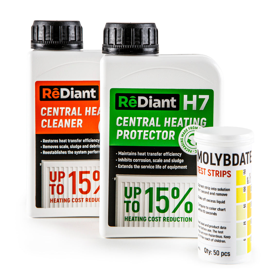 central heating system cleaner and protector bundle + molybdate strips